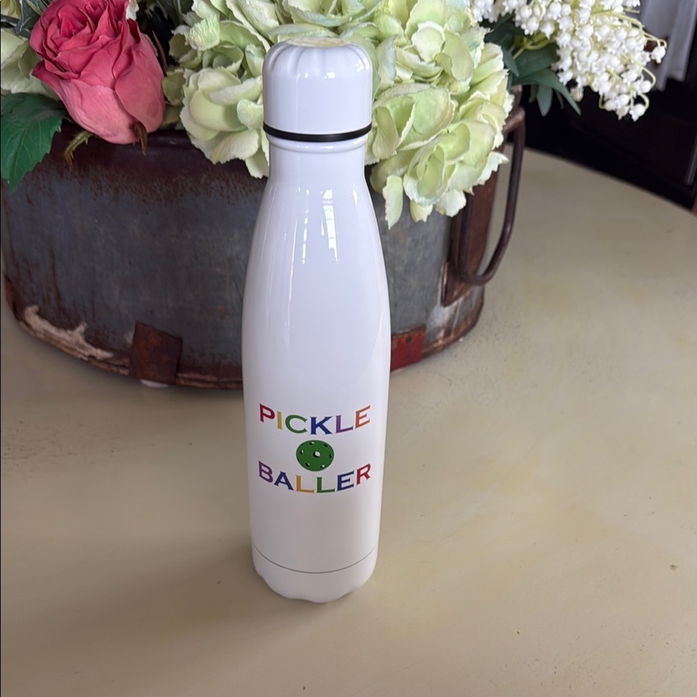 Pickle Baller White Water Bottle